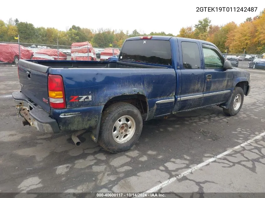 2001 GMC Sierra 1500 Sle VIN: 2GTEK19T011242487 Lot: 40600117