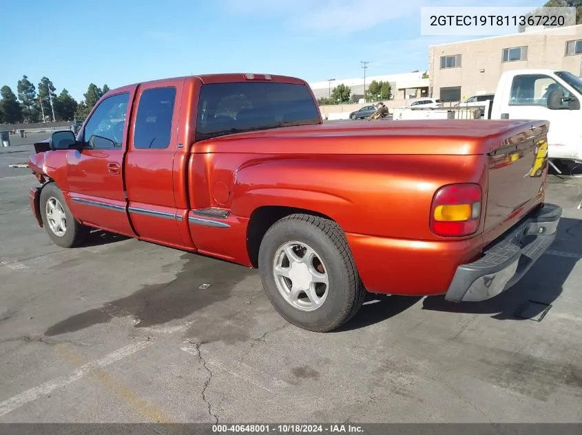 2001 GMC Sierra 1500 Sle VIN: 2GTEC19T811367220 Lot: 40648001