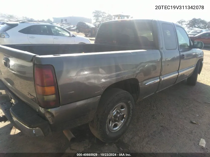 2001 GMC Sierra 1500 Sle VIN: 2GTEC19V311342078 Lot: 40665929