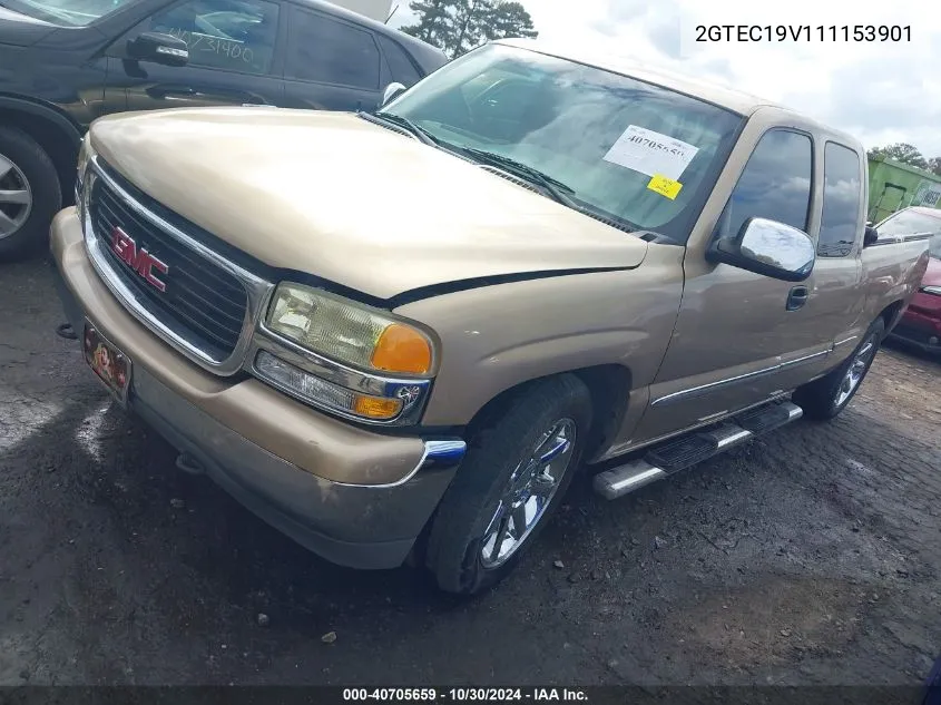 2001 GMC Sierra 1500 Sle VIN: 2GTEC19V111153901 Lot: 40705659