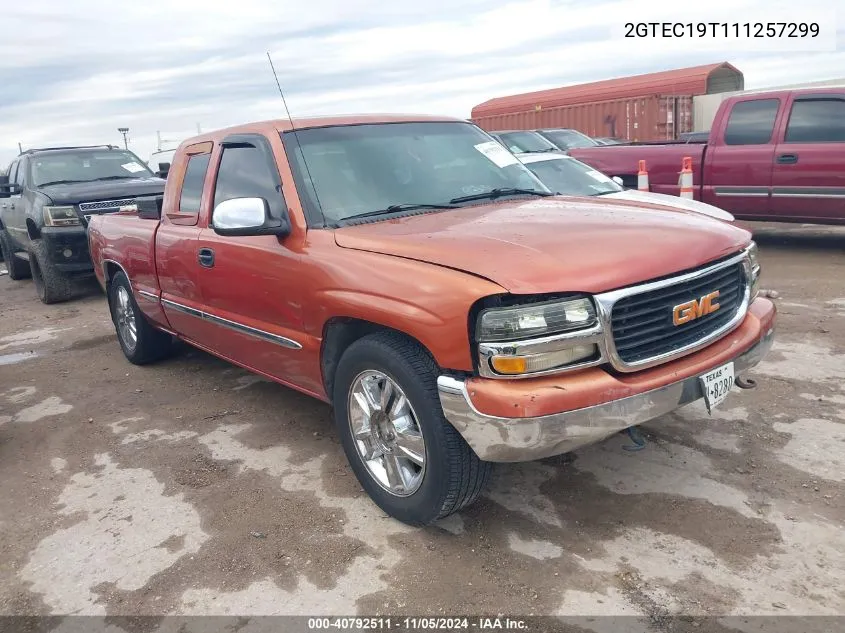 2001 GMC Sierra 1500 Sle VIN: 2GTEC19T111257299 Lot: 40792511