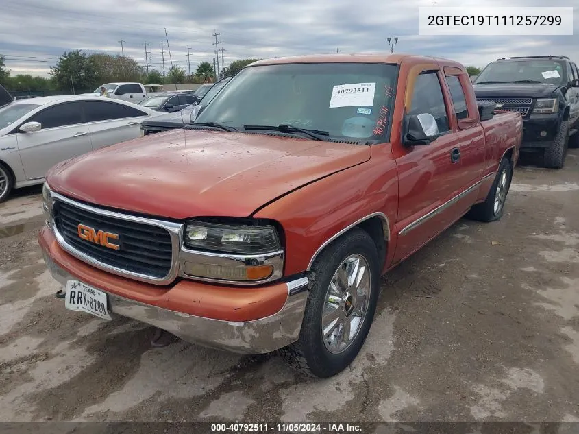 2001 GMC Sierra 1500 Sle VIN: 2GTEC19T111257299 Lot: 40792511