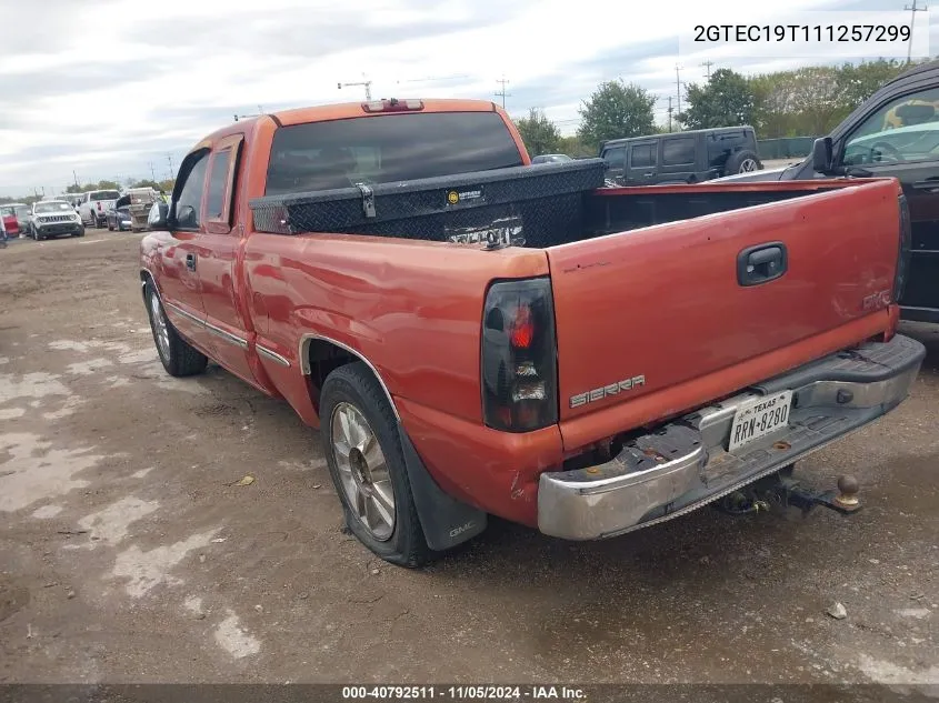 2001 GMC Sierra 1500 Sle VIN: 2GTEC19T111257299 Lot: 40792511