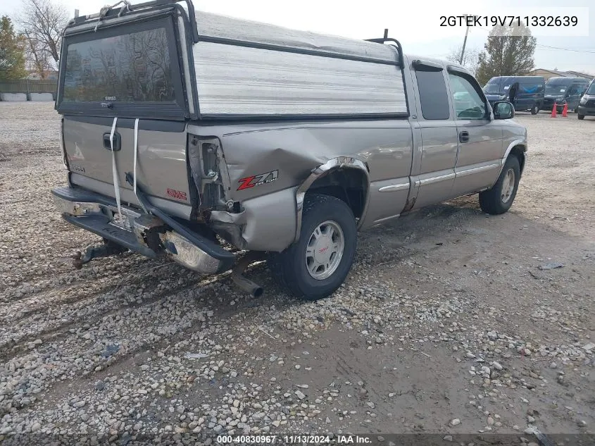 2001 GMC Sierra 1500 Sle VIN: 2GTEK19V711332639 Lot: 40830967