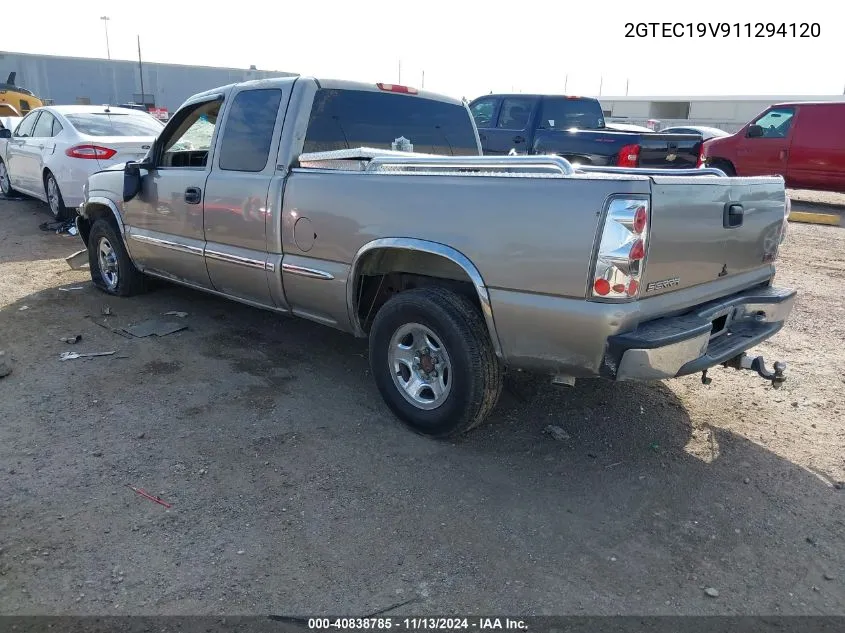 2001 GMC Sierra 1500 Sle VIN: 2GTEC19V911294120 Lot: 40838785