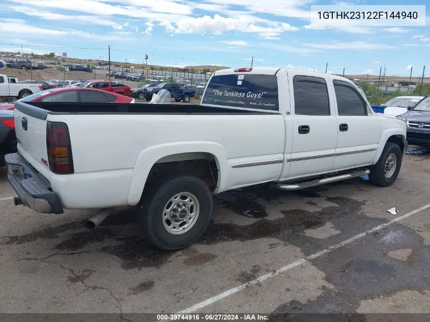 2002 GMC Sierra 2500Hd Sle VIN: 1GTHK23122F144940 Lot: 39744916