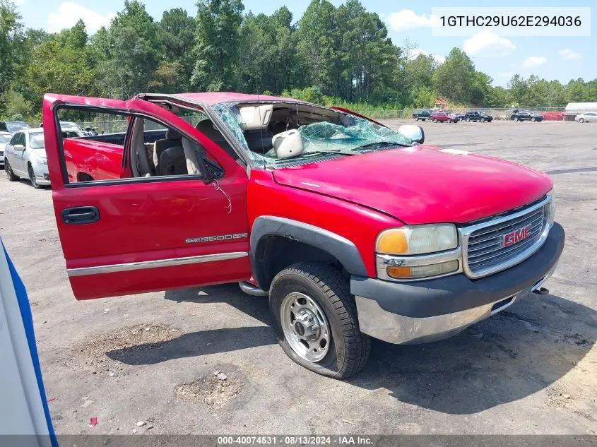 2002 GMC Sierra 2500Hd Sle VIN: 1GTHC29U62E294036 Lot: 40074531