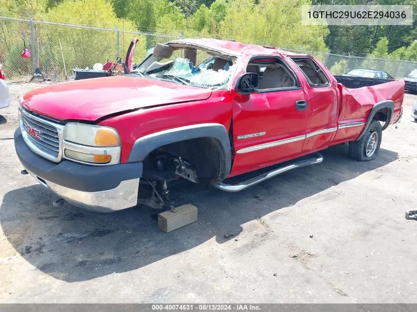 2002 GMC Sierra 2500Hd Sle VIN: 1GTHC29U62E294036 Lot: 40074531