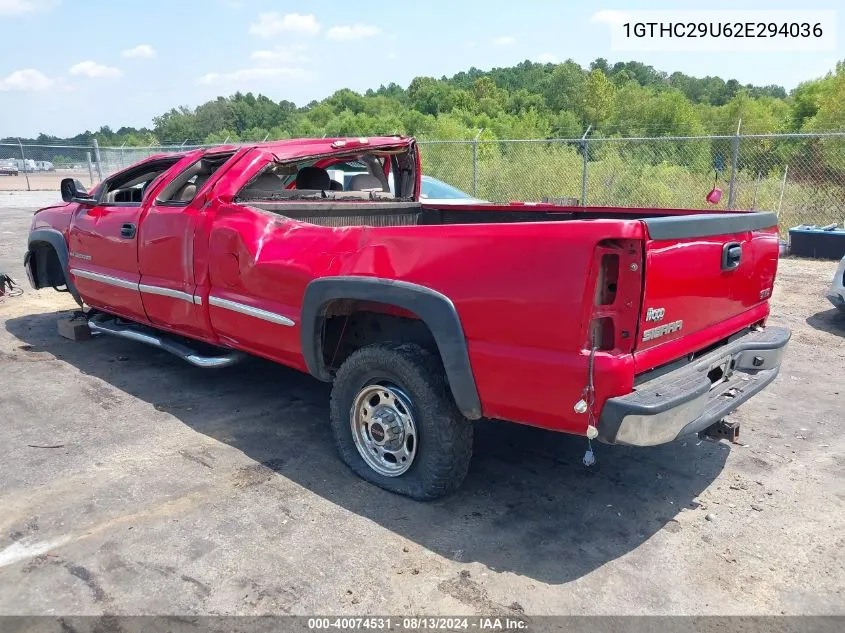 2002 GMC Sierra 2500Hd Sle VIN: 1GTHC29U62E294036 Lot: 40074531