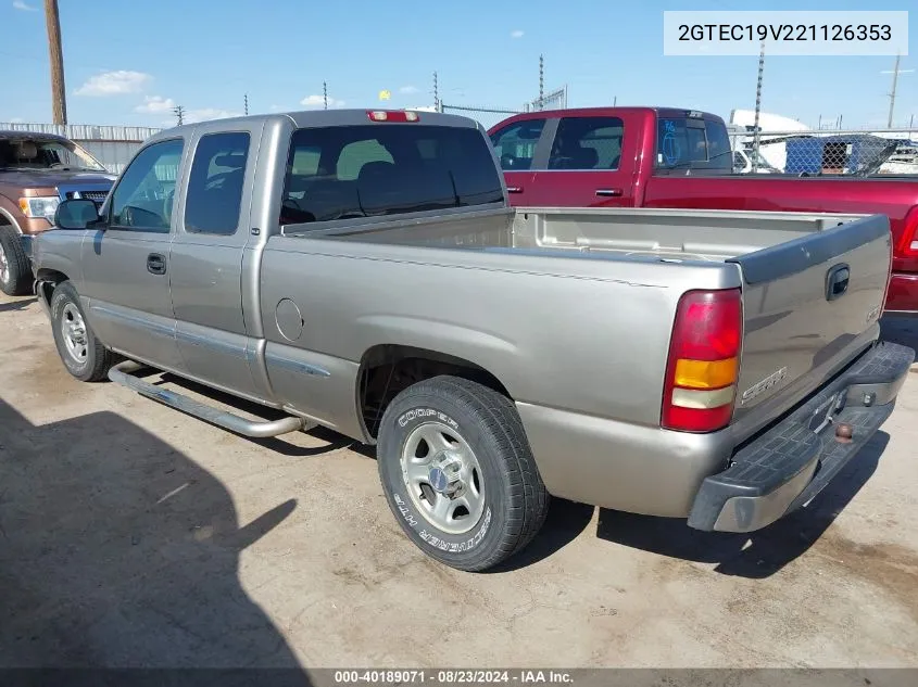 2002 GMC Sierra 1500 Sle VIN: 2GTEC19V221126353 Lot: 40189071