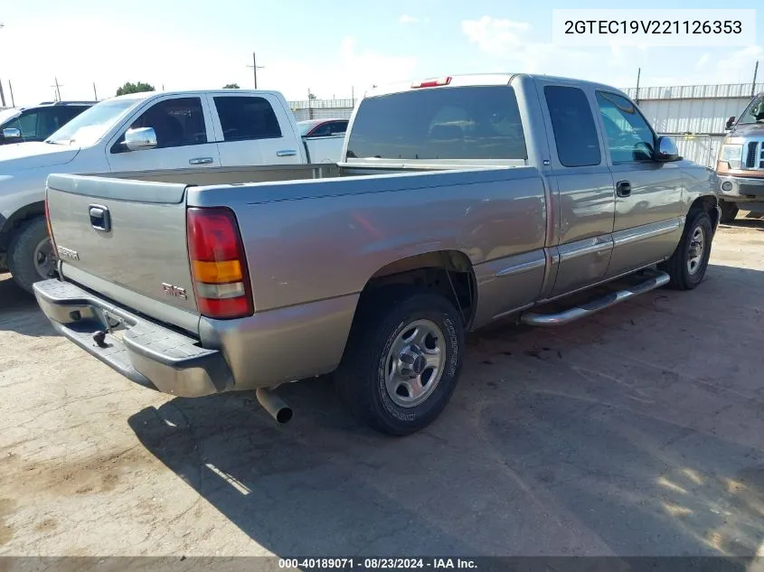 2002 GMC Sierra 1500 Sle VIN: 2GTEC19V221126353 Lot: 40189071