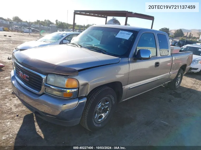 2002 GMC Sierra 1500 Sle VIN: 2GTEC19V721137459 Lot: 40227400