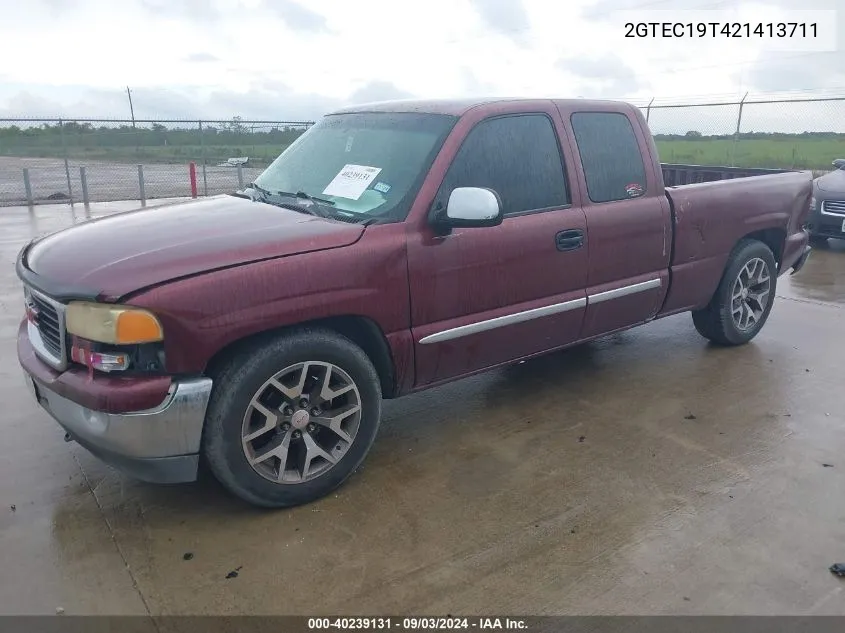 2002 GMC Sierra 1500 Sle VIN: 2GTEC19T421413711 Lot: 40239131