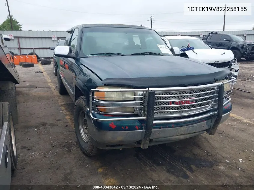 2002 GMC Sierra 1500 Sle VIN: 1GTEK19V82Z258155 Lot: 40343042