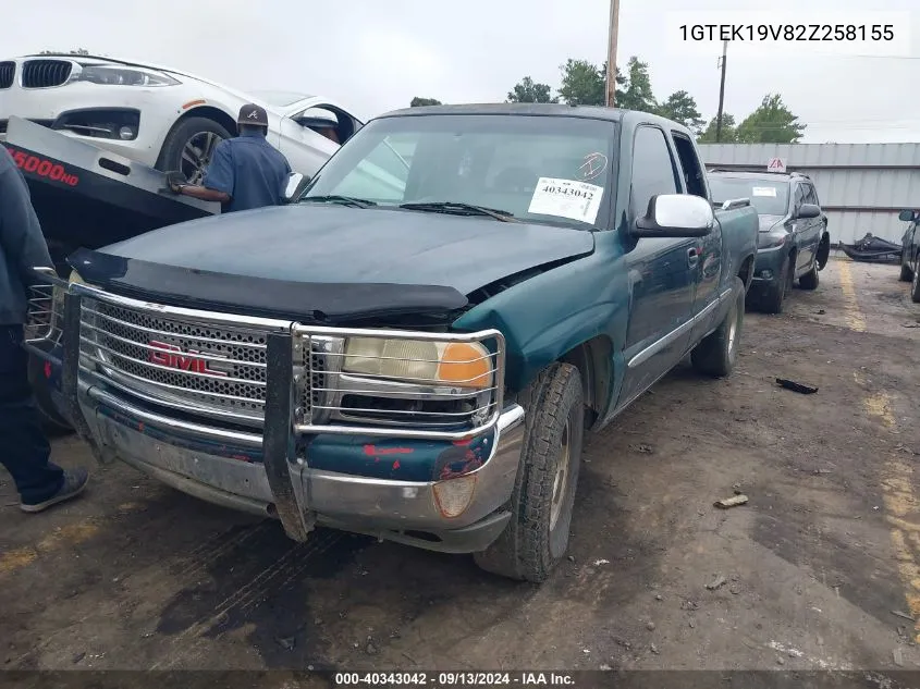 2002 GMC Sierra 1500 Sle VIN: 1GTEK19V82Z258155 Lot: 40343042