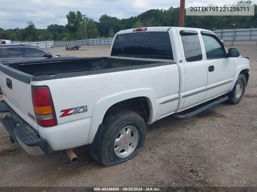 2002 GMC Sierra 1500 Sle VIN: 2GTEK19T221236711 Lot: 40346680