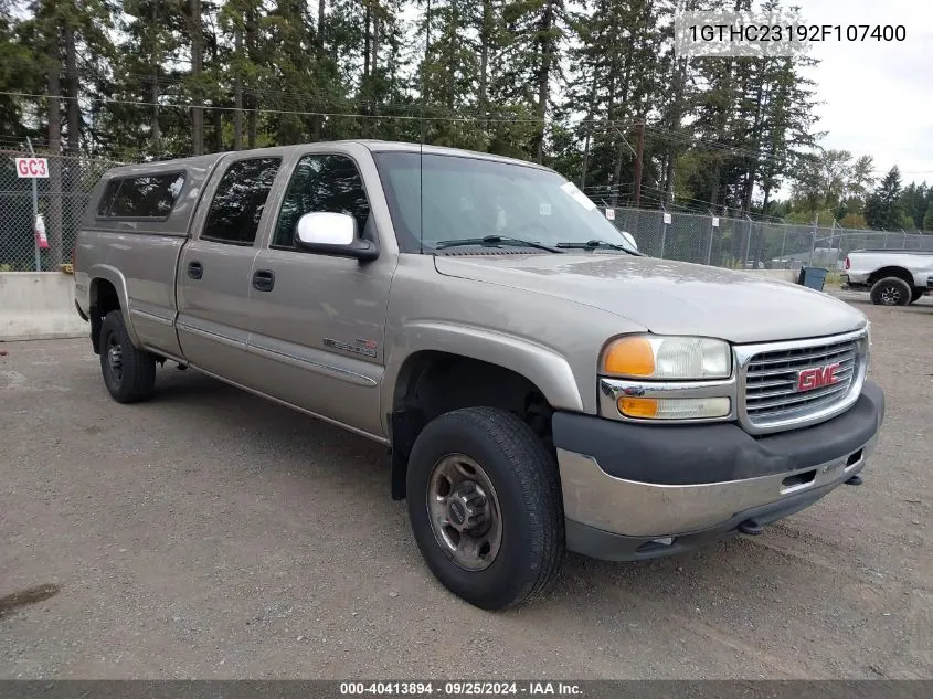 2002 GMC Sierra 2500Hd Sle VIN: 1GTHC23192F107400 Lot: 40413894