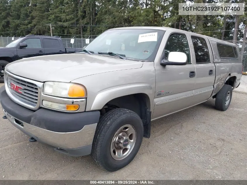 2002 GMC Sierra 2500Hd Sle VIN: 1GTHC23192F107400 Lot: 40413894