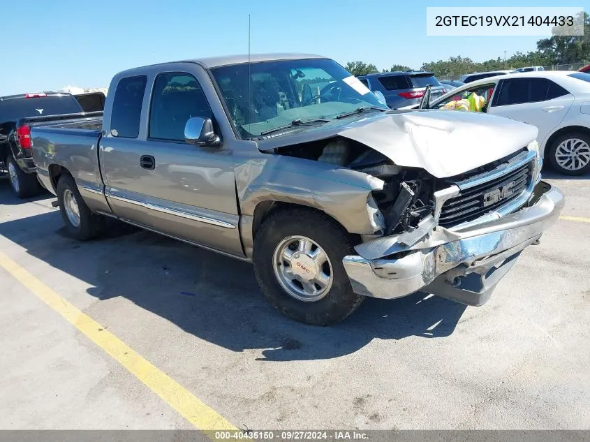 2002 GMC Sierra 1500 Sle VIN: 2GTEC19VX21404433 Lot: 40435150