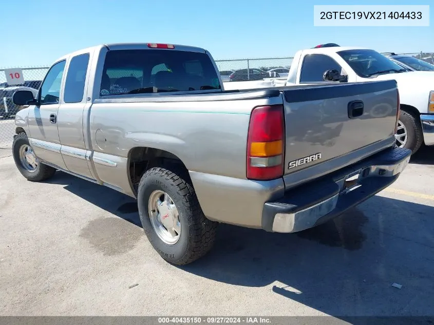 2002 GMC Sierra 1500 Sle VIN: 2GTEC19VX21404433 Lot: 40435150