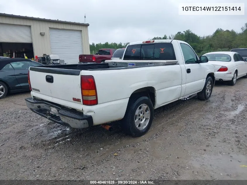 2002 GMC Sierra 1500 Standard VIN: 1GTEC14W12Z151414 Lot: 40461828