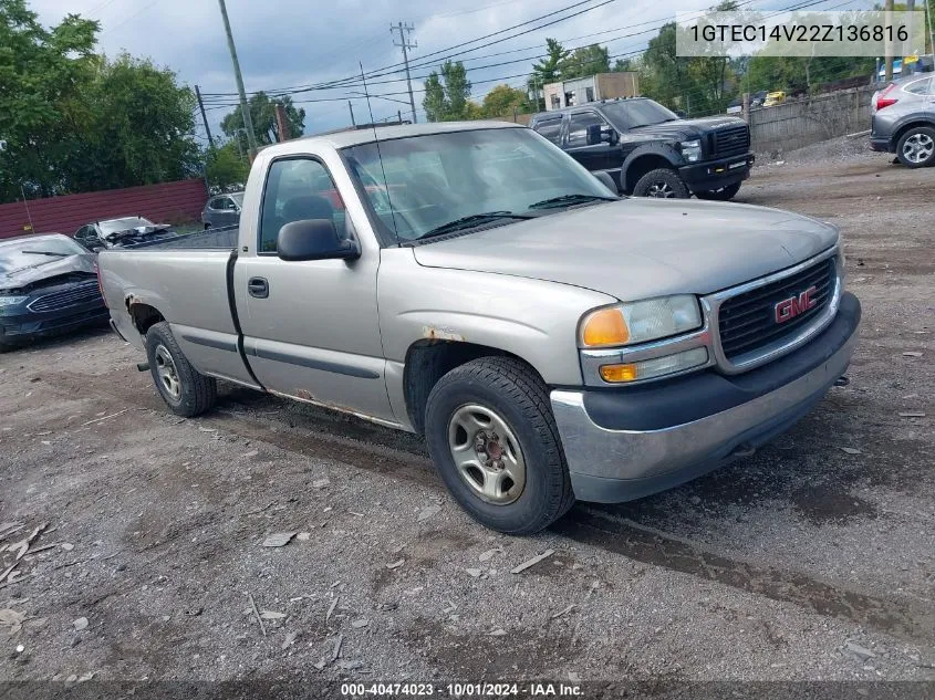 2002 GMC Sierra 1500 Sl VIN: 1GTEC14V22Z136816 Lot: 40474023