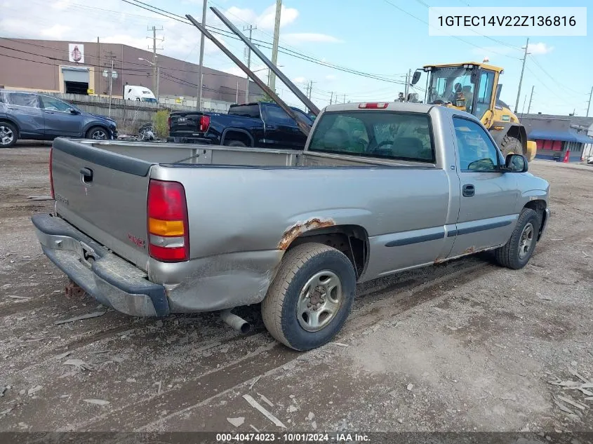 2002 GMC Sierra 1500 Sl VIN: 1GTEC14V22Z136816 Lot: 40474023