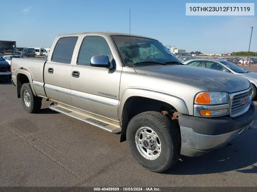 2002 GMC Sierra 2500Hd Sle VIN: 1GTHK23U12F171119 Lot: 40489589