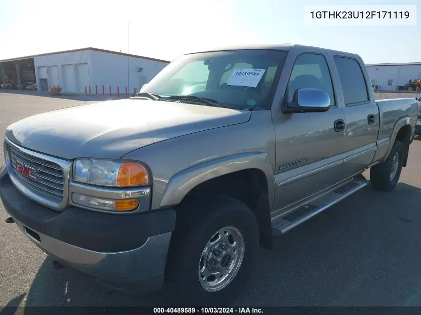 2002 GMC Sierra 2500Hd Sle VIN: 1GTHK23U12F171119 Lot: 40489589