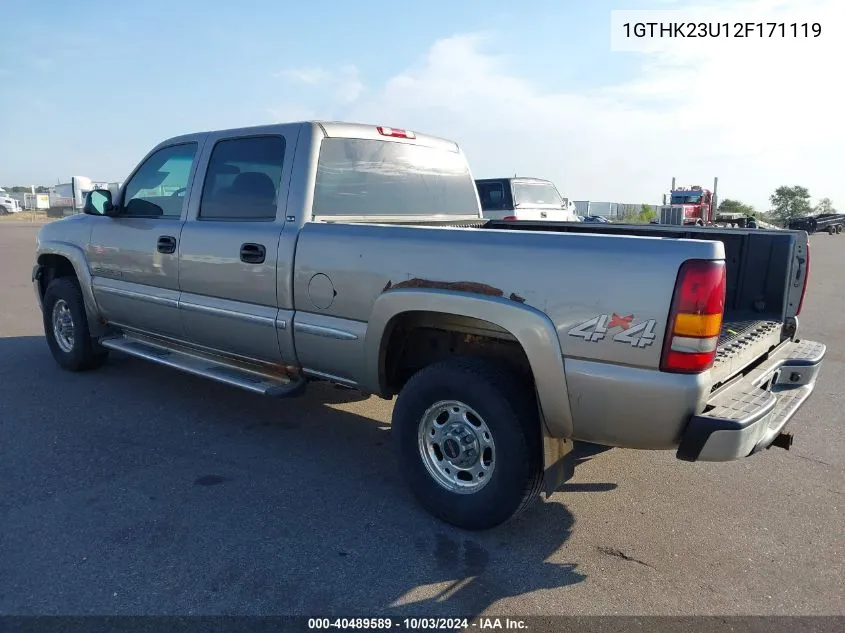 2002 GMC Sierra 2500Hd Sle VIN: 1GTHK23U12F171119 Lot: 40489589