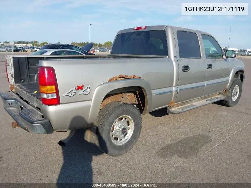 2002 GMC Sierra 2500Hd Sle VIN: 1GTHK23U12F171119 Lot: 40489589