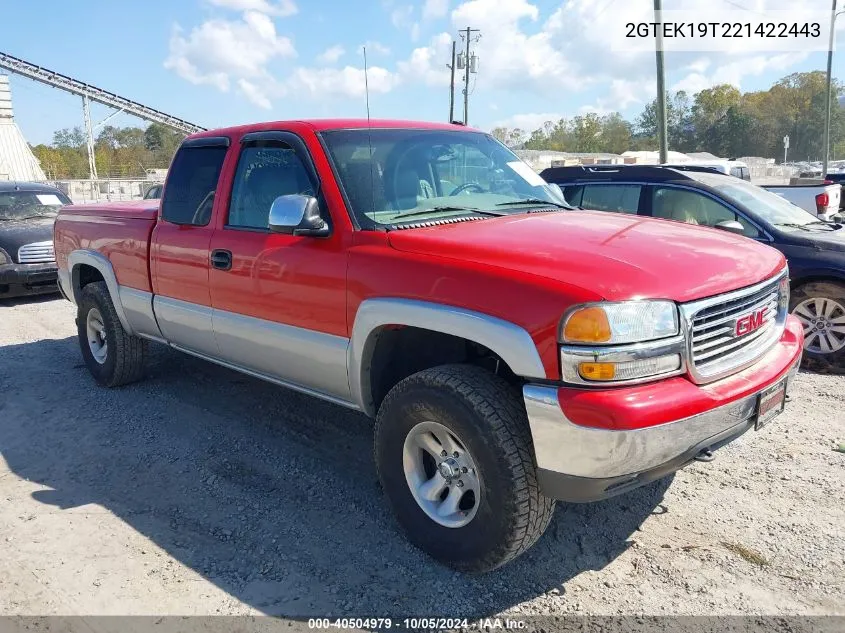 2002 GMC Sierra 1500 Sle VIN: 2GTEK19T221422443 Lot: 40504979