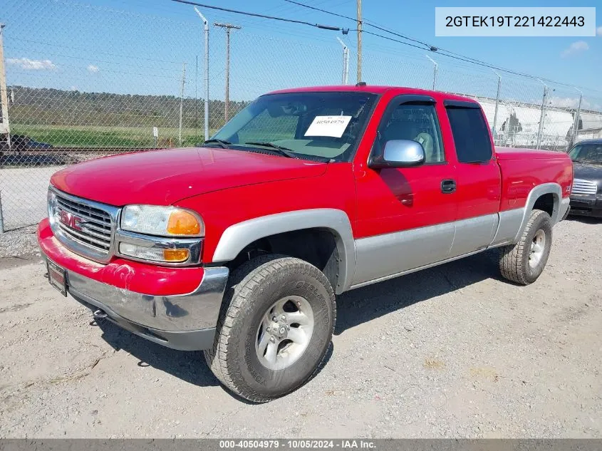 2002 GMC Sierra 1500 Sle VIN: 2GTEK19T221422443 Lot: 40504979