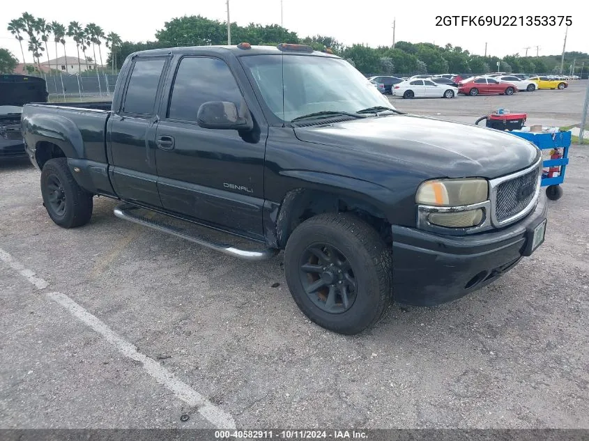 2002 GMC Sierra 1500 K1500 Denali VIN: 2GTFK69U221353375 Lot: 40582911