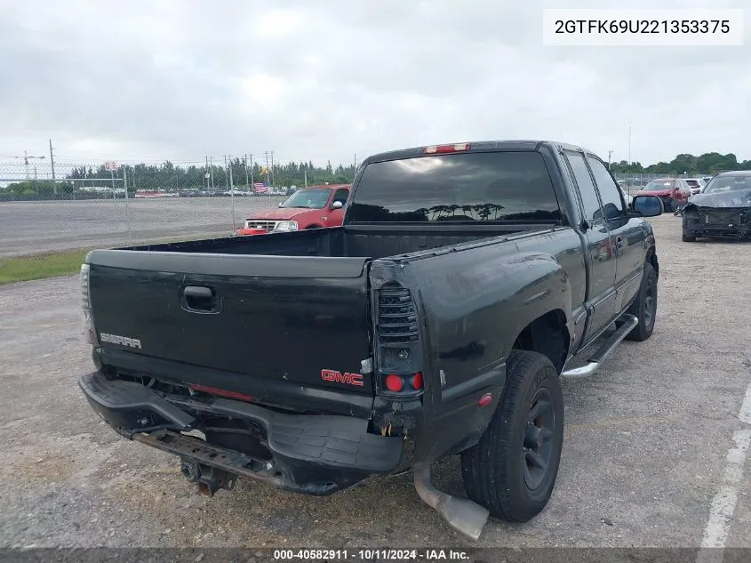 2002 GMC Sierra 1500 K1500 Denali VIN: 2GTFK69U221353375 Lot: 40582911