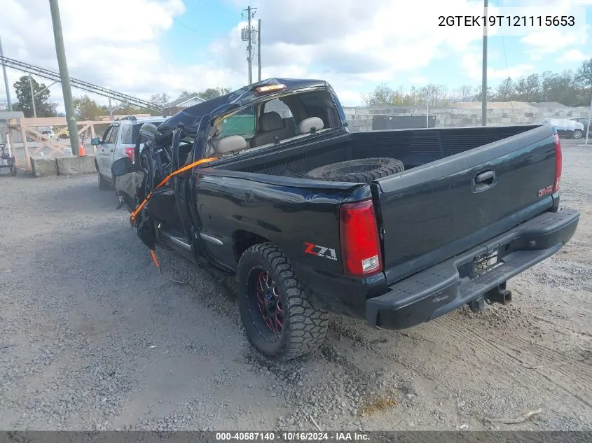 2002 GMC Sierra 1500 Sle VIN: 2GTEK19T121115653 Lot: 40587140