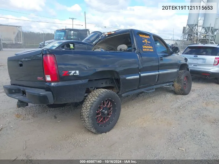 2002 GMC Sierra 1500 Sle VIN: 2GTEK19T121115653 Lot: 40587140