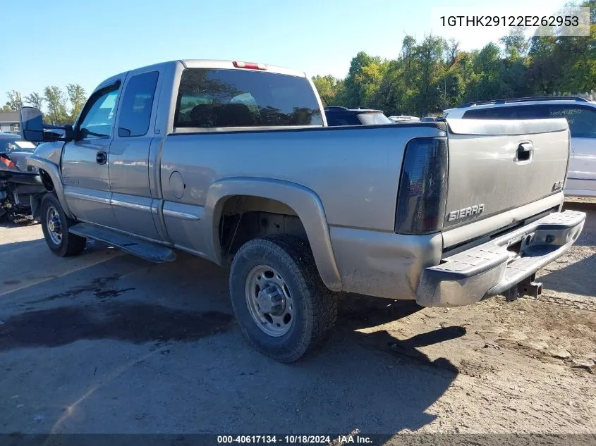 2002 GMC Sierra 2500Hd Sle VIN: 1GTHK29122E262953 Lot: 40617134