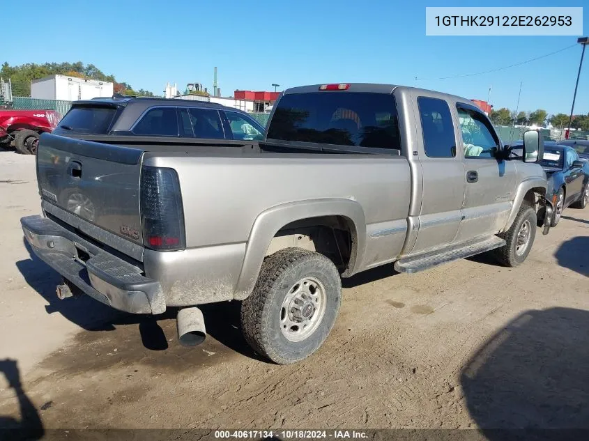 2002 GMC Sierra 2500Hd Sle VIN: 1GTHK29122E262953 Lot: 40617134