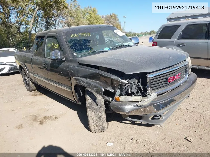 2002 GMC Sierra 1500 Sle VIN: 2GTEC19V921219418 Lot: 40633338