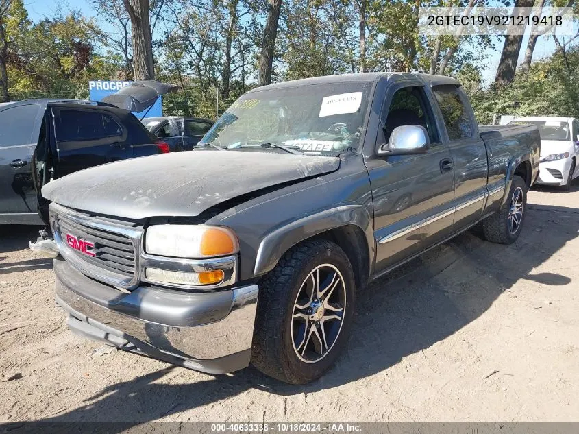 2002 GMC Sierra 1500 Sle VIN: 2GTEC19V921219418 Lot: 40633338