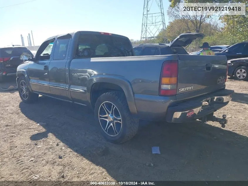 2002 GMC Sierra 1500 Sle VIN: 2GTEC19V921219418 Lot: 40633338