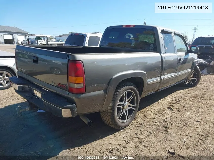 2002 GMC Sierra 1500 Sle VIN: 2GTEC19V921219418 Lot: 40633338