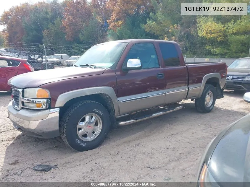 2002 GMC Sierra 1500 Sle VIN: 1GTEK19T92Z137472 Lot: 40657794