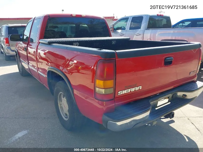 2002 GMC Sierra 1500 Sle VIN: 2GTEC19V721361685 Lot: 40673448