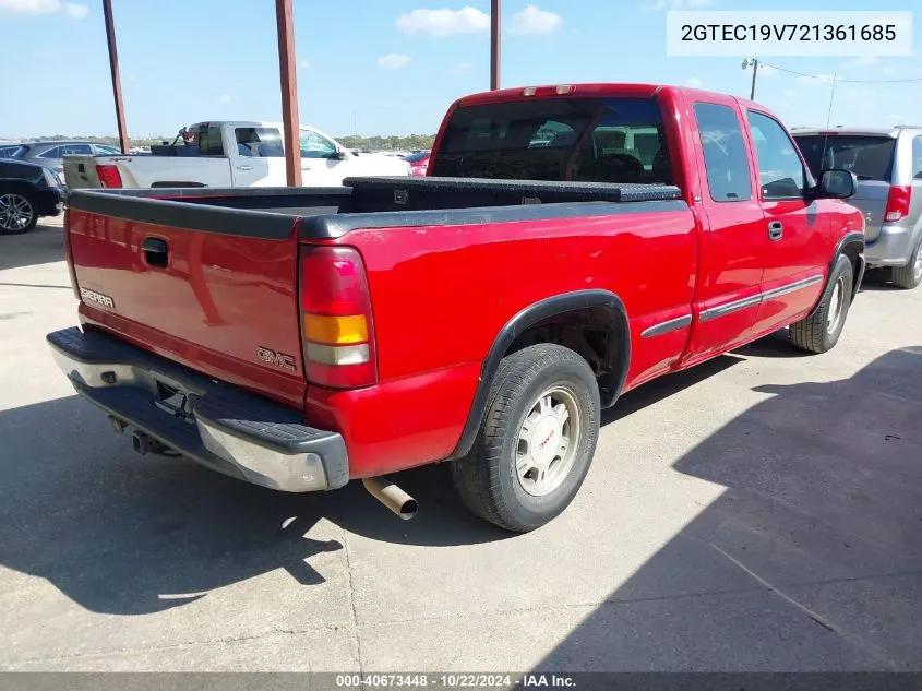 2002 GMC Sierra 1500 Sle VIN: 2GTEC19V721361685 Lot: 40673448