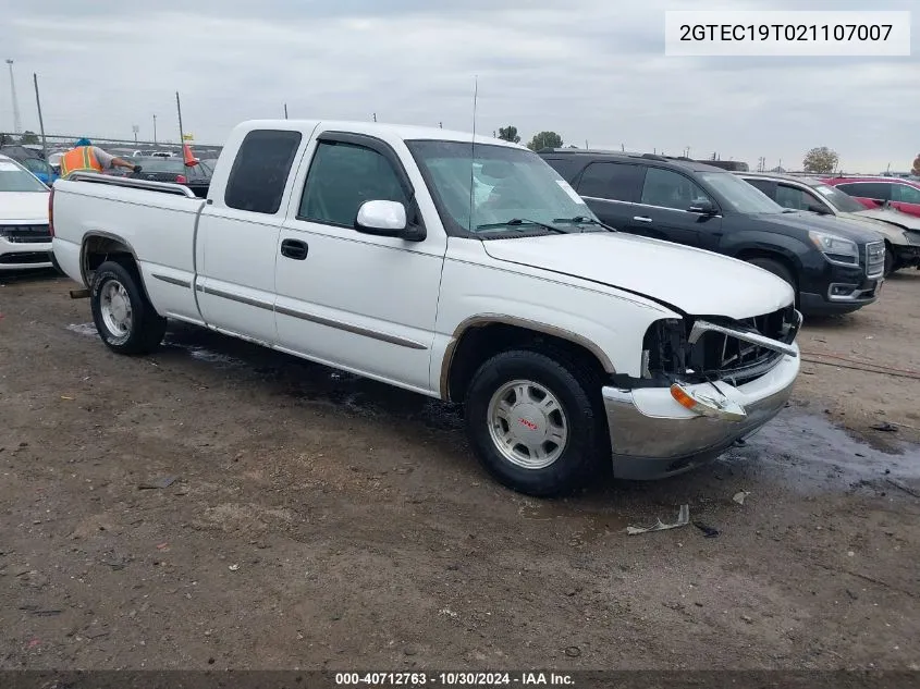 2002 GMC Sierra 1500 Sle VIN: 2GTEC19T021107007 Lot: 40712763