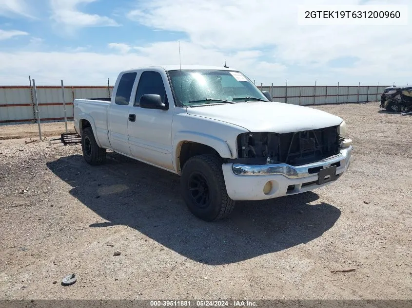 2003 GMC Sierra 1500 Slt VIN: 2GTEK19T631200960 Lot: 39511881