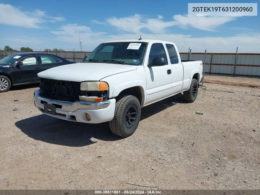 2003 GMC Sierra 1500 Slt VIN: 2GTEK19T631200960 Lot: 39511881