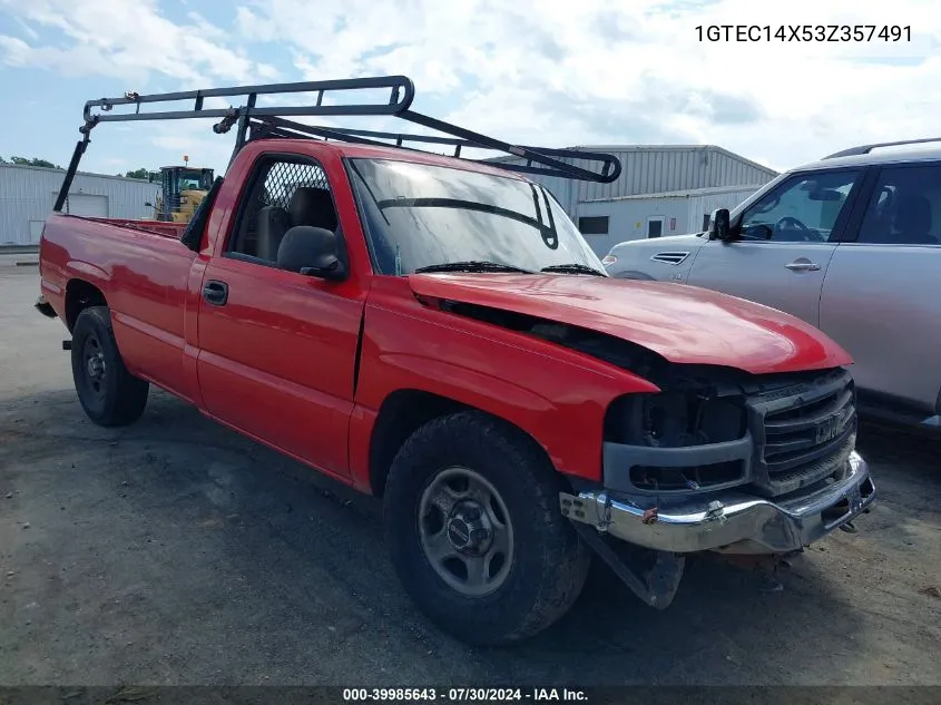 2003 GMC Sierra 1500 Work Truck VIN: 1GTEC14X53Z357491 Lot: 39985643